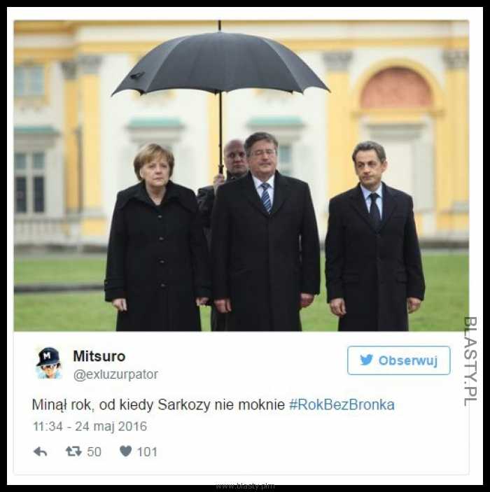 Minął już rok od kiedy Sarkozy nie moknie