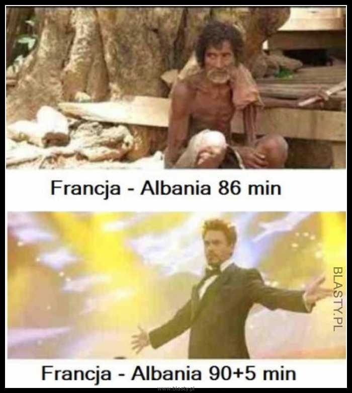 Francja - Albania 86 min vs 90 + 5min