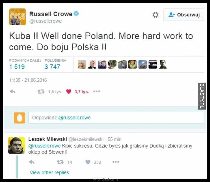 Kibic sukcesu Russell Crowe