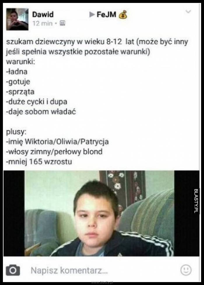 Szukam dziewczyny w wieku 8-12 lat