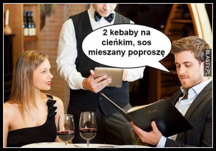 2 kababy na cienkim sos mieszany poproszę