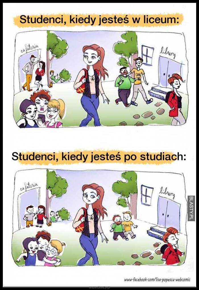 Studenci kiedy jesteś w liceum vs studenci kiedy jesteś po studiach