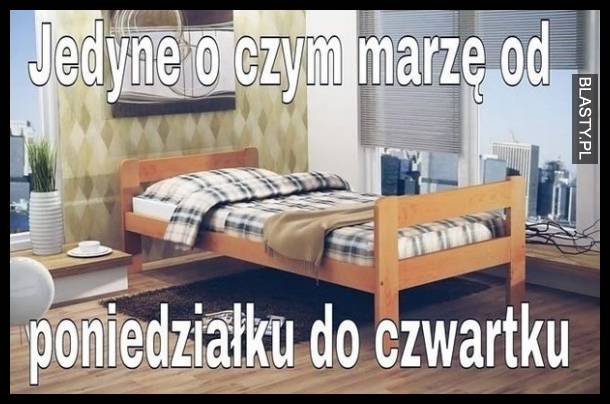 jedynie o czym marzę od poniedziałku do czwartku