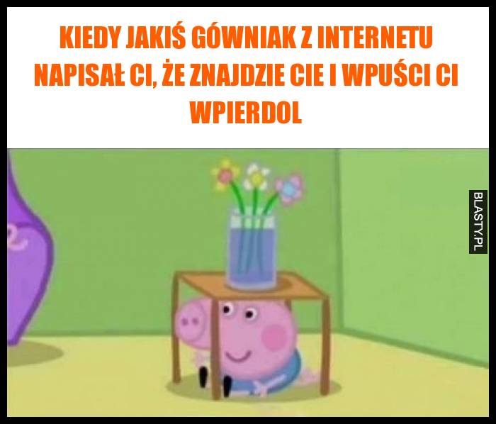 Kiedy jakiś gówniak z internetu napisał Ci, że znajdzie Cie i wpuści Ci wpierdol