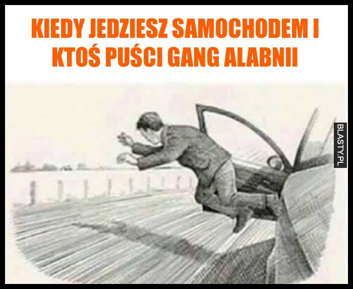 Kiedy jedziesz samochodem i ktoś puści gang alabnii