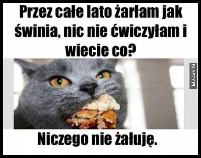 Przez całe lato żarłam jak świnia, nic nie ćwiczyłam i wiesz co ? niczego nie żaluje