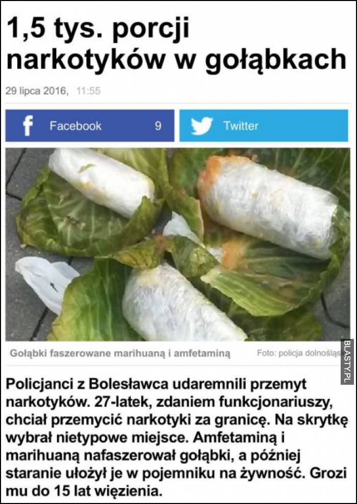 1,5 tyś porcji narkotyków w gołąbkach