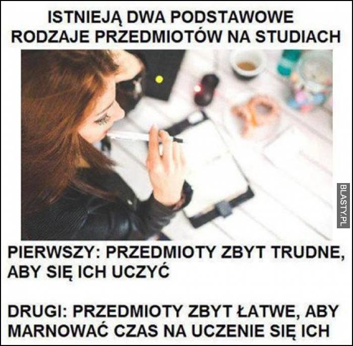 Istnieją dwa podstawowe rodzaje przedmiotów na studiach