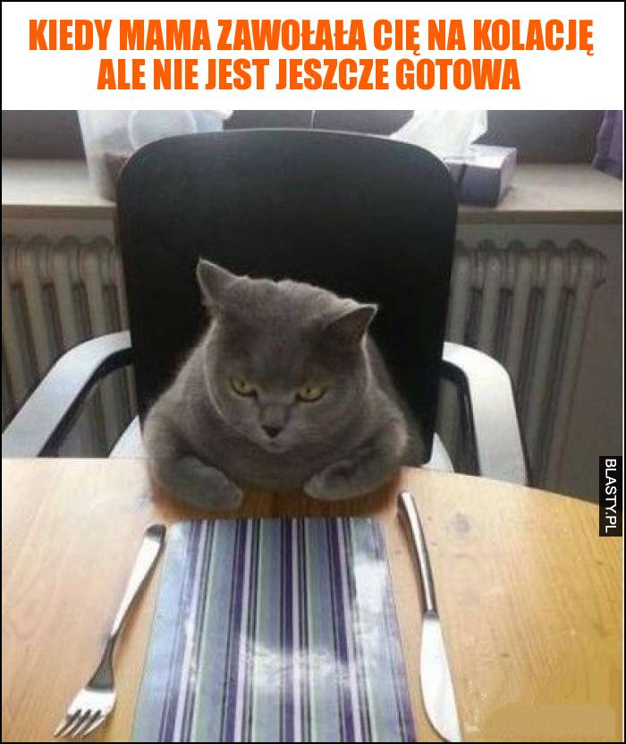 Kiedy mama zawołała Cię na kolację ale nie jest jeszcze gotowa