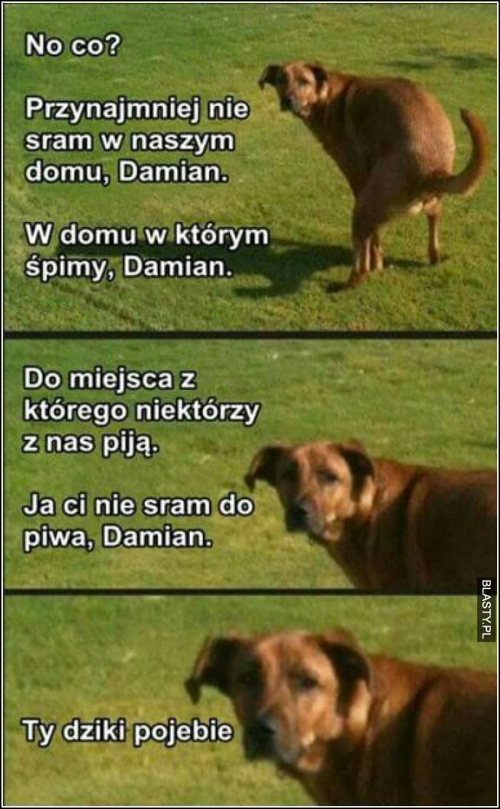 No co ? Przynajmniej nie sram w naszym domu damian w domu w którym śpimy