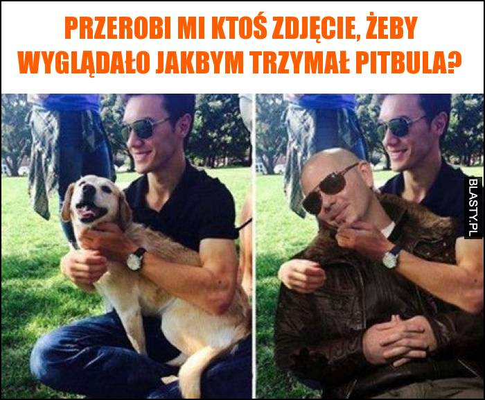 Przerobi mi ktoś zdjęcie, żeby wyglądało jakbym trzymał pitbula?