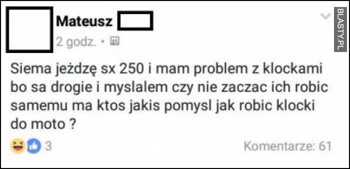 Siema jeżdzę sx 250 i mam problem z klockami