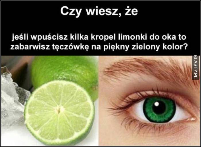 Czy wiesz, że jeżeli wpuścisz kilka kropel limonki do oka to zabarwisz tęczówkę na piękny zielony kolor