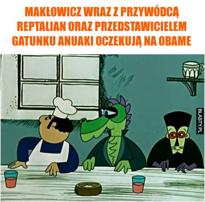 Makłowicz wraz z przywódcą reptalian oraz przedstawicielem gatunku anuaki