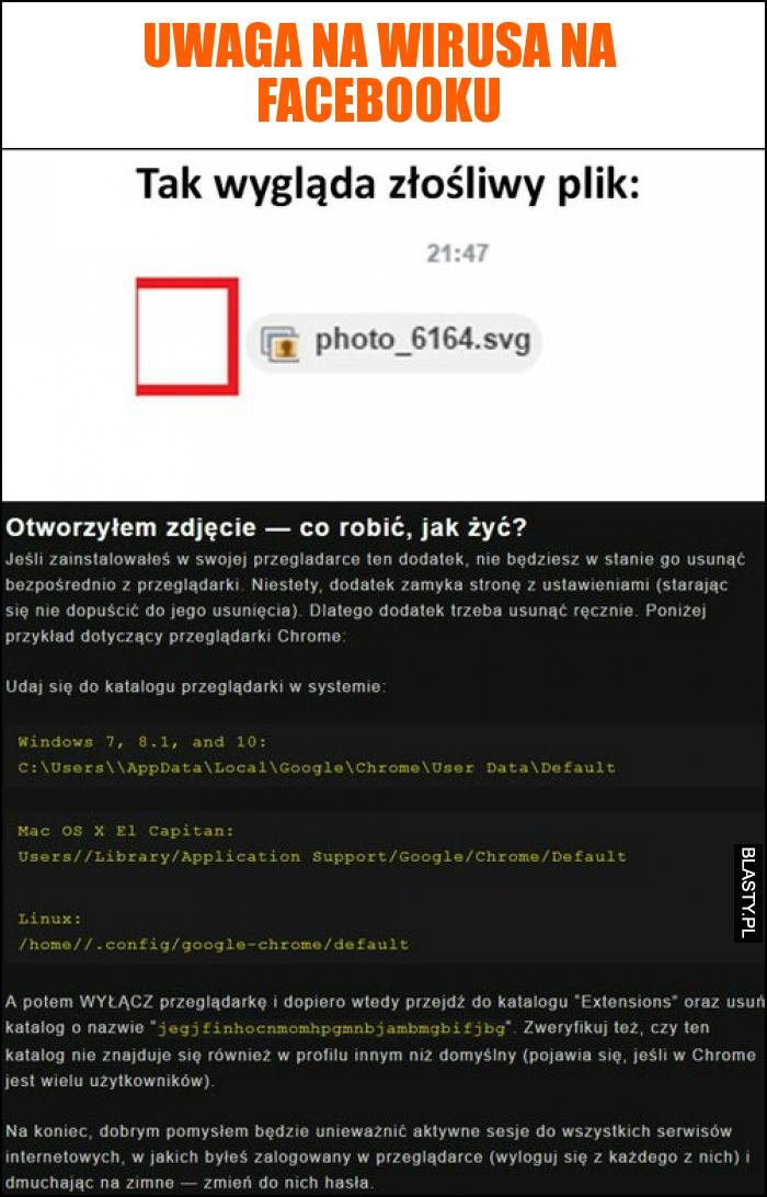Uwaga na wirusa na facebooku