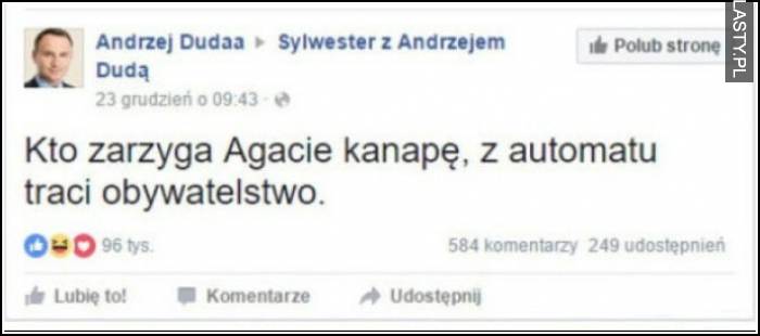 Kto zarzyga agacie kanape