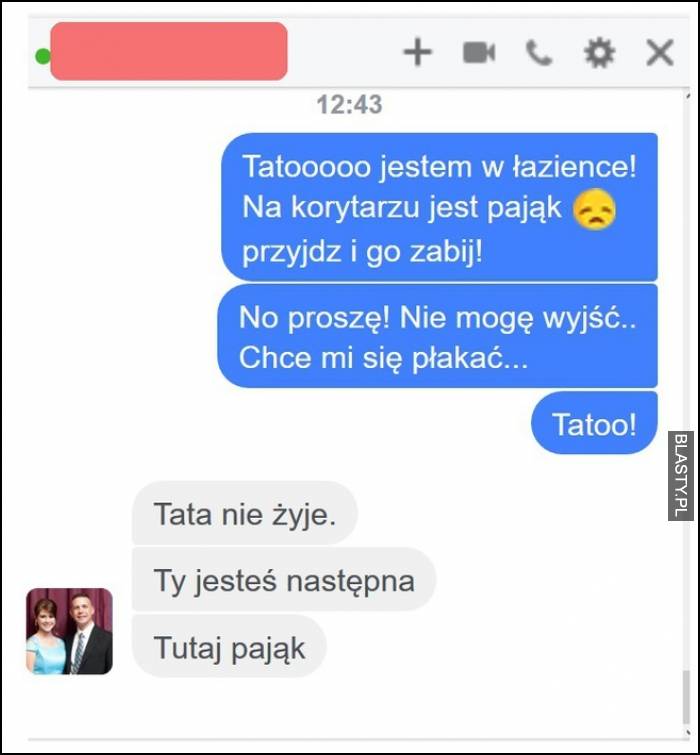 Tato w łazience jest pająk