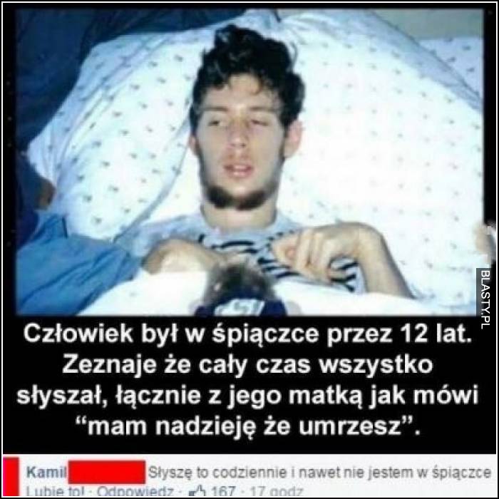 Człowiek był w śpiączce przez 12 lat