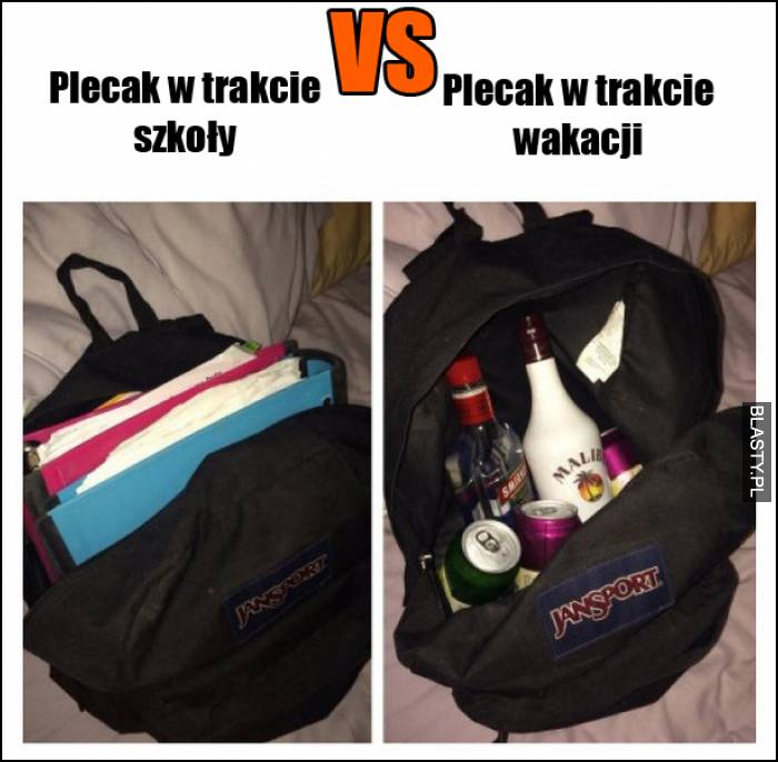 plecak w trakcie szkoły