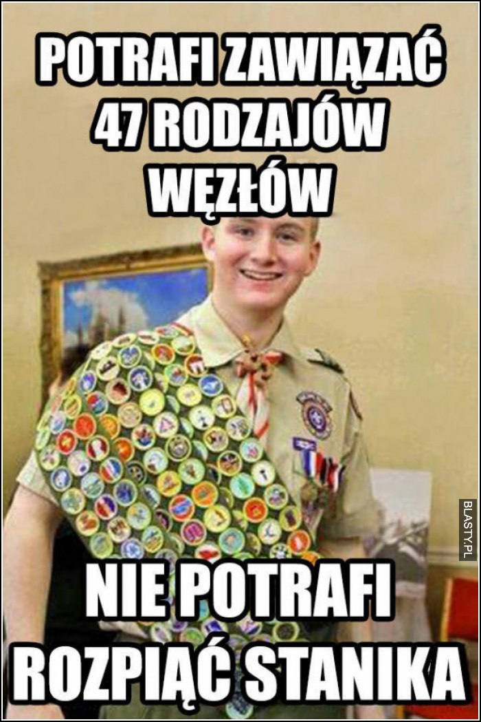 potrafi zawiązać 47 rodzajów węzłów