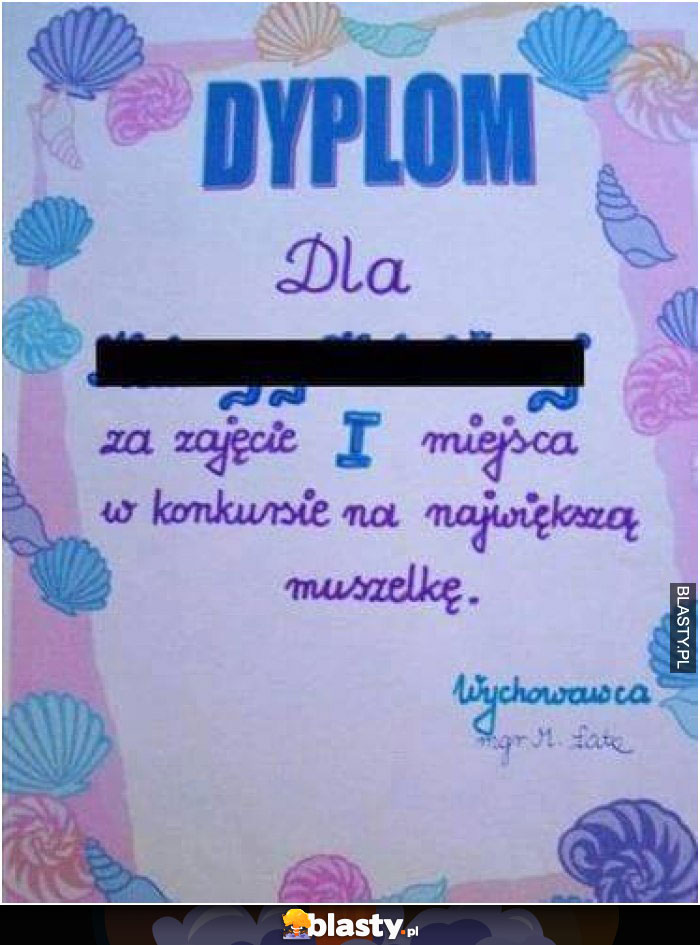 Dyplom za zajęcie I miejsa