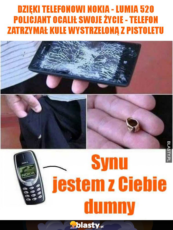 Dzięki telefonowi Nokia - Lumia 520 policjant ocalił swoje życie