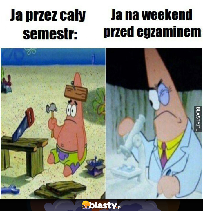 Ja przez cały semestr vs ja na weekend przed egzaminem