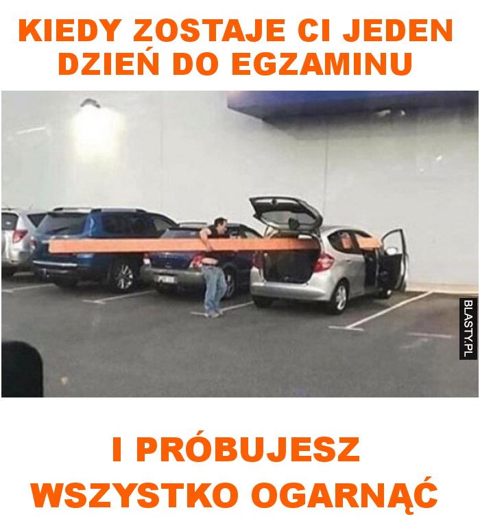 Kiedy zostaje ci jeden dzień do egzaminu i próbujesz wszystko ogarnąć