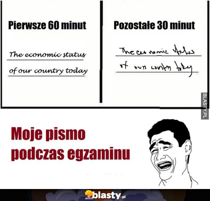 Moje pismo podczas egzaminu