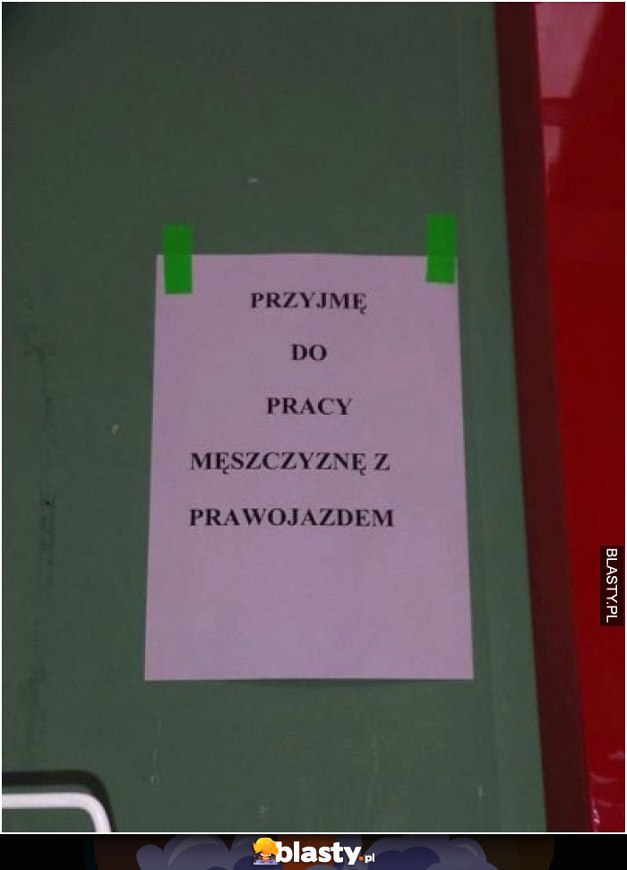 Przyjmę do pracy męszczyznę