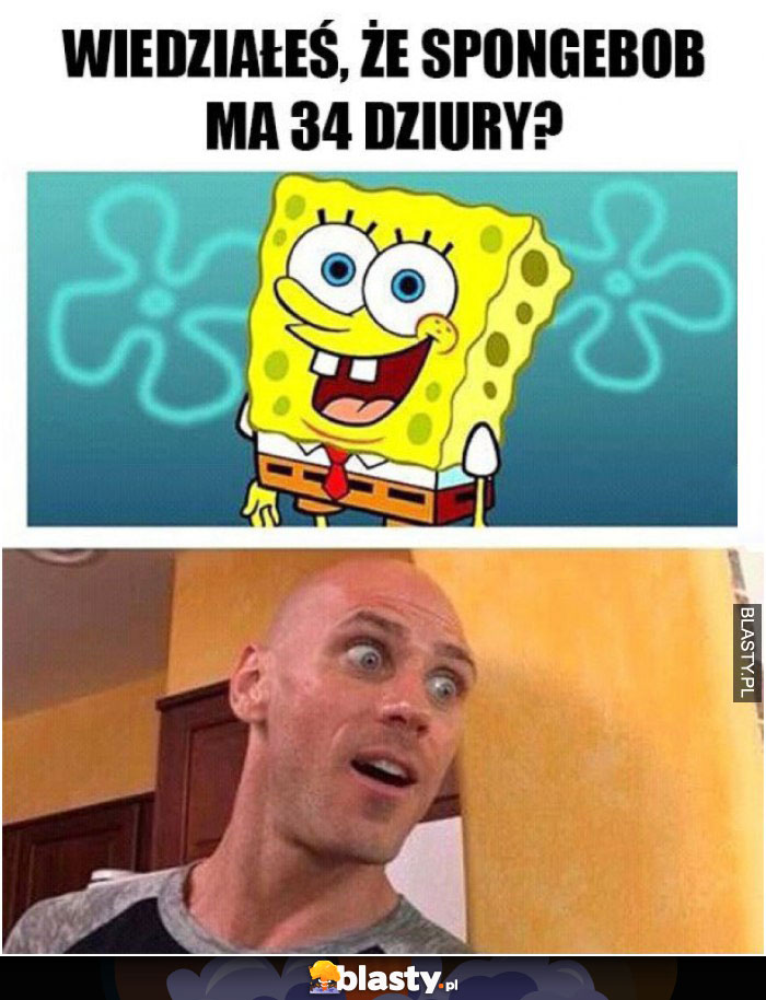 Wiedziałeś, że spongebob ma 34 dziury?