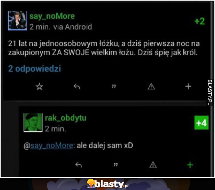 21 lat na jednoosobowym łóżku