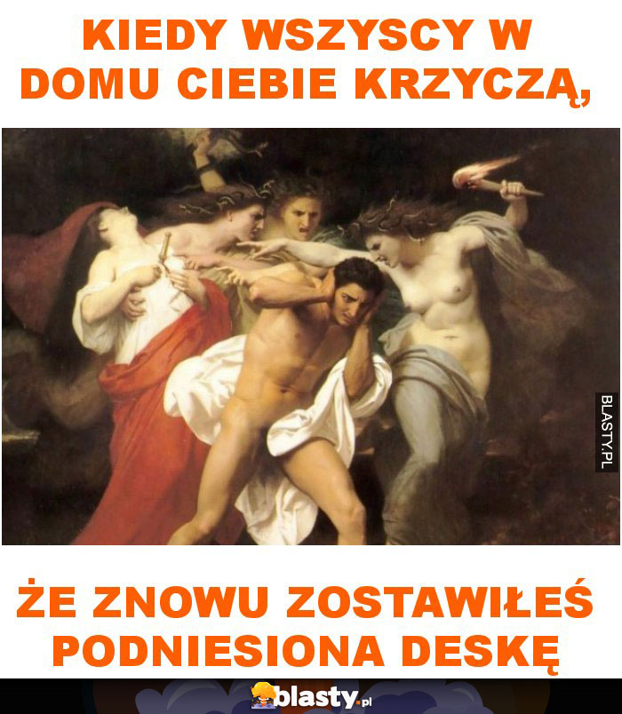 Kiedy wszyscy w domu ciebie krzyczą, że znowu zostawiłeś podniesiona deskę