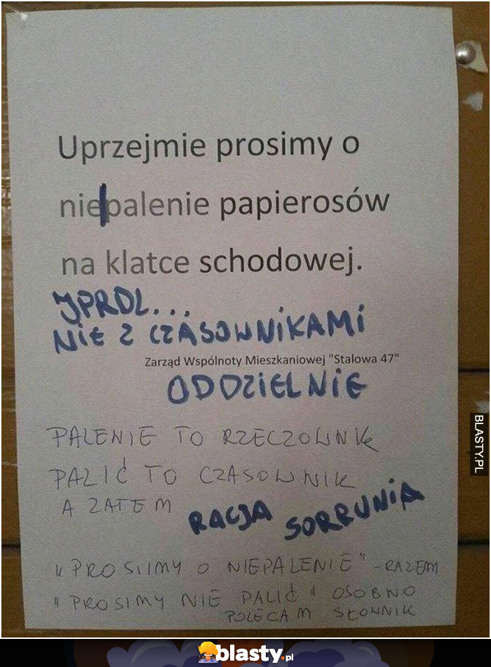 Prosimy o niepalenie