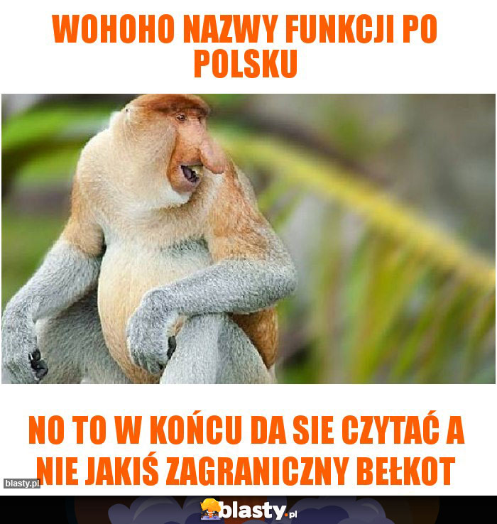 Wohoho nazwy funkcji po polsku