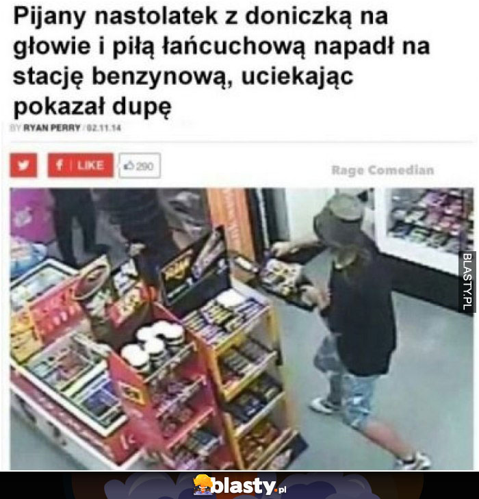 Pijany nastolatek z doniczką na głowie