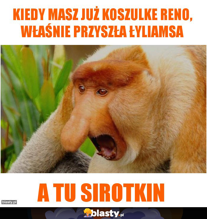 KIEDY MASZ JUŻ KOSZULKE RENO, WŁAŚNIE PRZYSZŁA ŁYLIAMSA