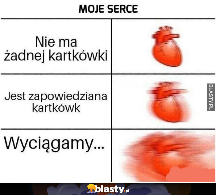 Moje serce - gdy dowiaduje się o kartkówce