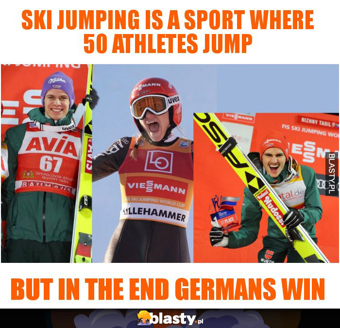 Ski jumping is a sport where 50 athletes jump