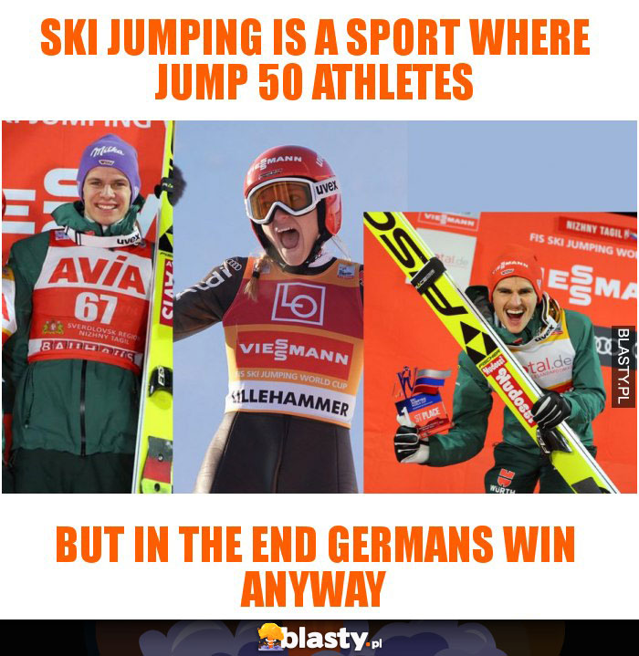 Ski jumping is a sport where jump 50 athletes