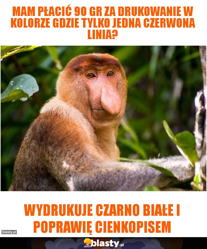 Mam płacić 90 gr za drukowanie w kolorze gdzie tylko jedna czerwona linia? Mam płacić 90 gr za drukowanie w kolorze gdzie tylko jedna czerwona linia?