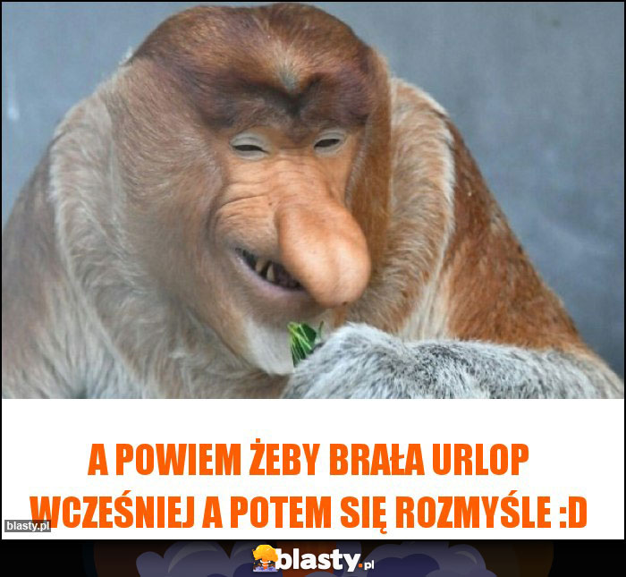 A powiem żeby brała urlop wcześniej a potem się rozmyśle :D A powiem żeby brała urlop wcześniej a potem się rozmyśle :D