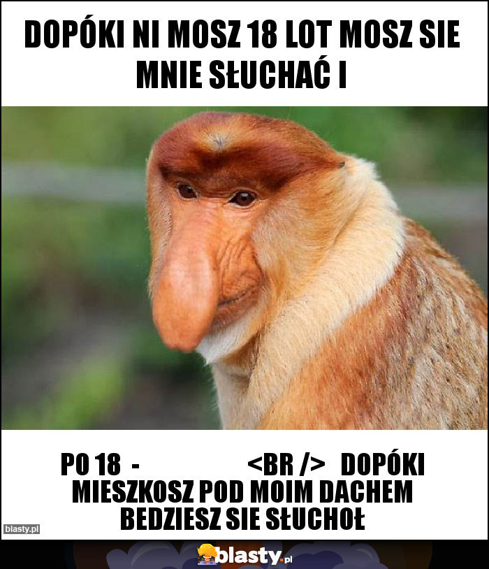 Dopóki ni mosz 18 lot mosz sie mnie słuchać i