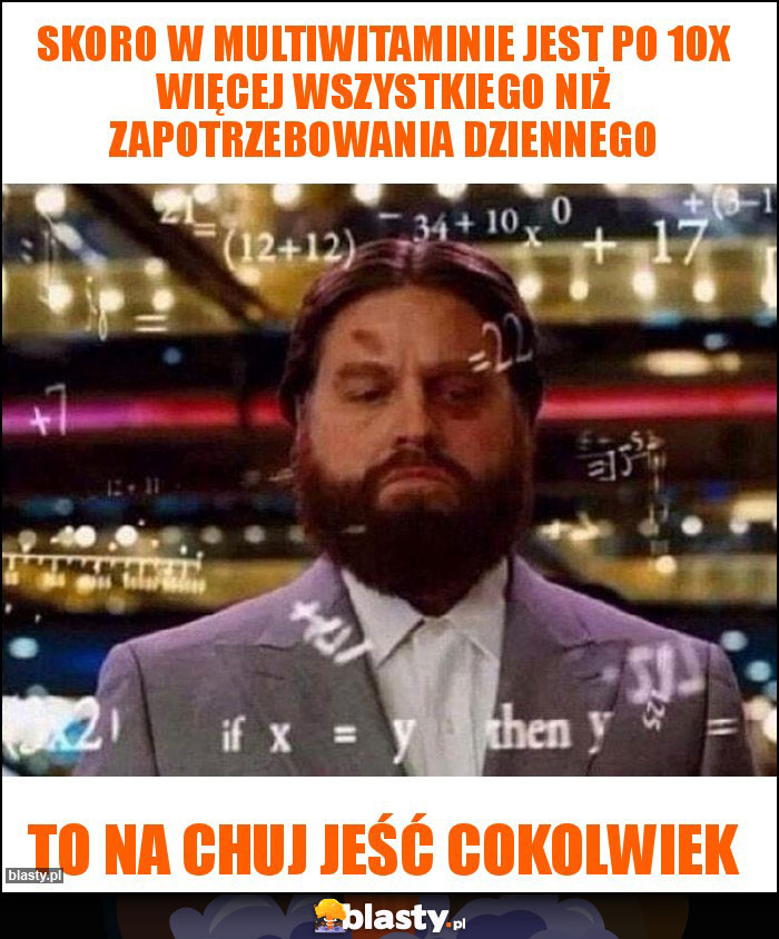 Skoro w multiwitaminie jest po 10x więcej wszystkiego niż zapotrzebowania dziennego Skoro w multiwitaminie jest po 10x więcej wszystkiego niż zapotrzebowania dziennego