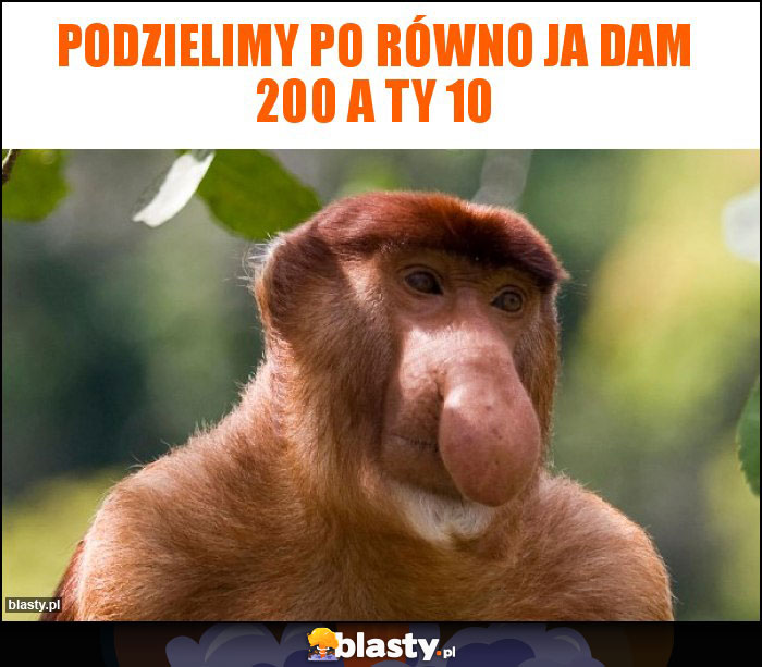 Podzielimy po równo ja dam 200 a ty 10 Podzielimy po równo ja dam 200 a ty 10