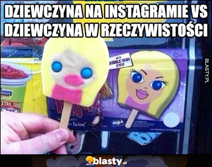 Dziewczna na instagramie vs dziewczyna w rzeczywistości lody porównanie