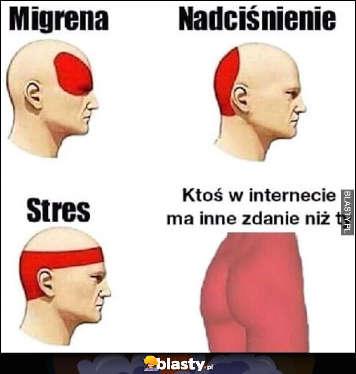 Migrena, nadciśnienie, stres, ból dupy kiedy ktoś w internecie ma inne zdanie niż Ty