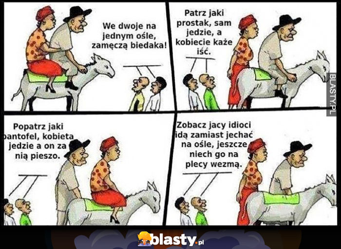 Para na ośle w każdym wariancie źle ocena osób oglądających komiks