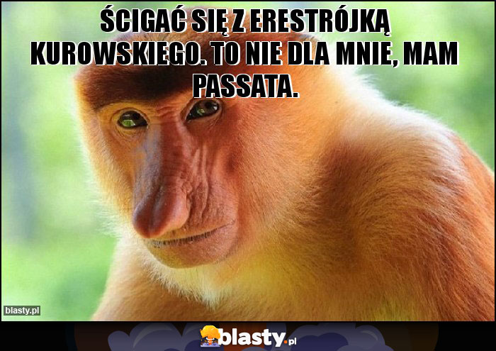Ścigać się z erestrójką Kurowskiego. To nie dla mnie, mam passata. Ścigać się z erestrójką Kurowskiego. To nie dla mnie, mam passata.