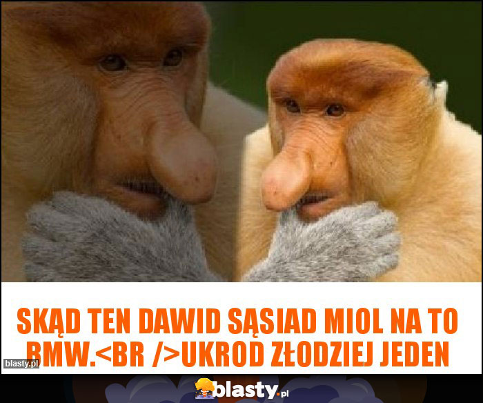 Skąd ten Dawid sąsiad miol na to BMW.
Ukrod złodziej jeden Skąd ten Dawid sąsiad miol na to BMW.
Ukrod złodziej jeden